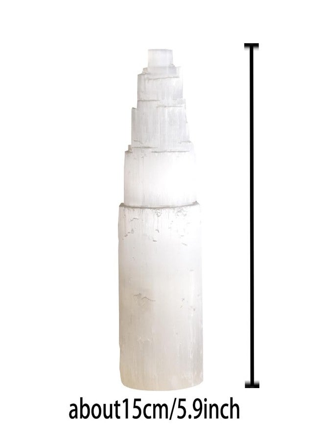 AierCrystal Natural Selenite Crystal Selenium Skyscraper Tower Carving Statue Home Decoration Stone Gypsum Tower for Home Decor Ornaments (15cm-1pcs) - Image 2